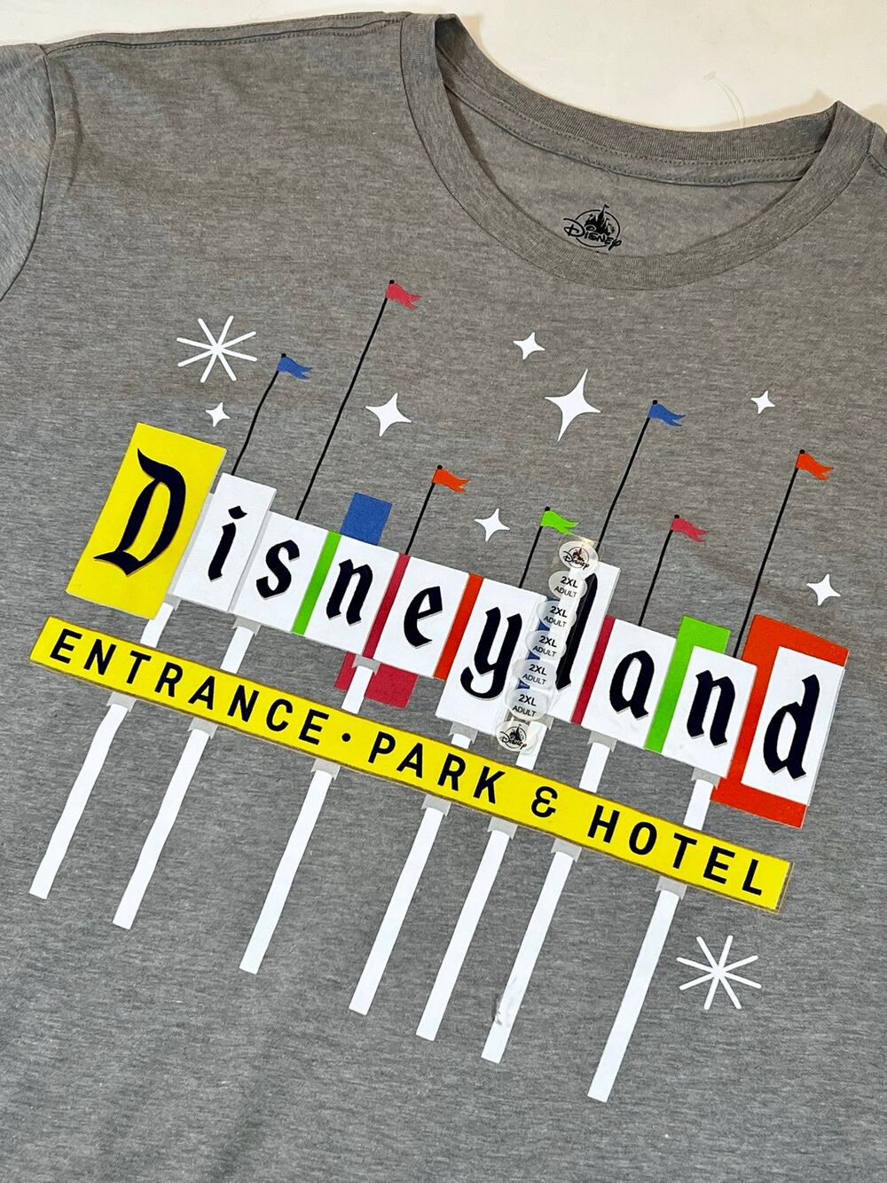 Disney Parks Disneyland Resort Entrance Marquee Grey Adult Tee - NWT 2XL